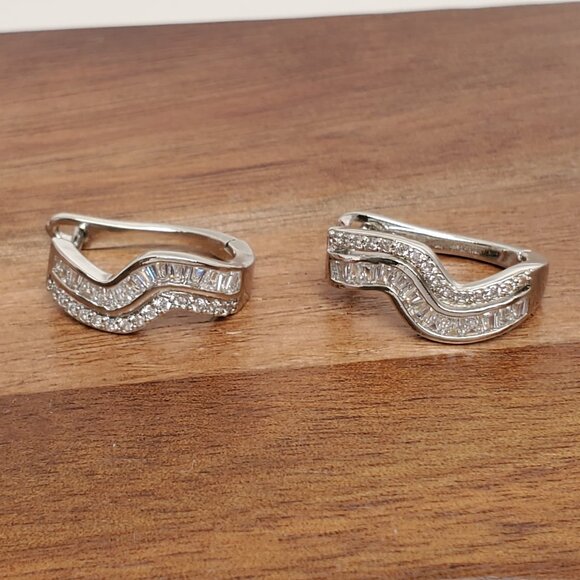 925 Sterling Silver Womens 2ct Diamond Small Hoop Earrings Ladies Hoops Jewelry